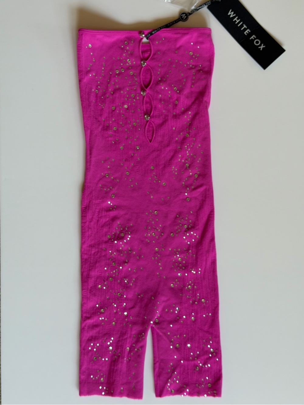 NWT White Fox Boutique Body To Body Playsuit Hot Pink Rhinestone O/S - Picture 3 of 7